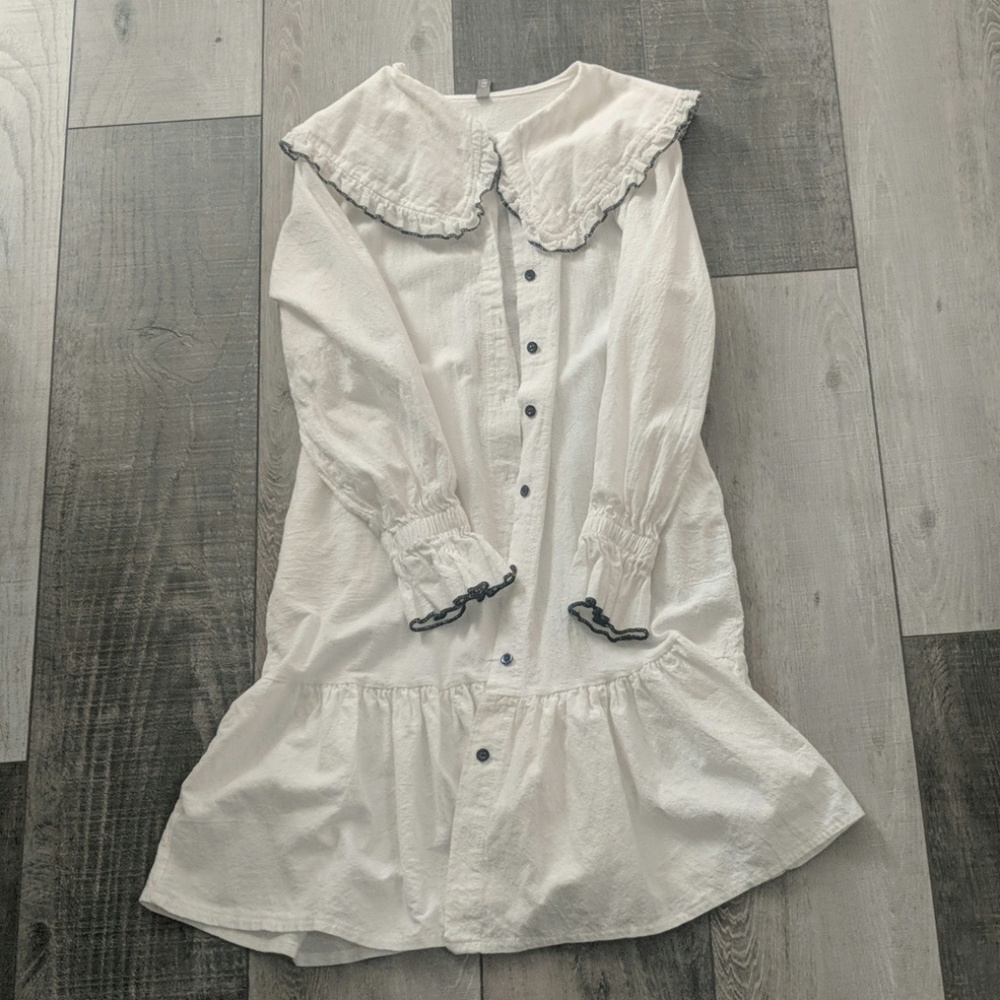 Off white shirt dress with puritan collar S